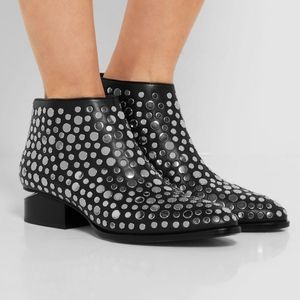 Alexander Wang Kori Cutout Studded Leather Ankle Boots